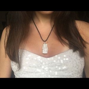 Handmade Brazilian Selenite Crystal Suede Necklace